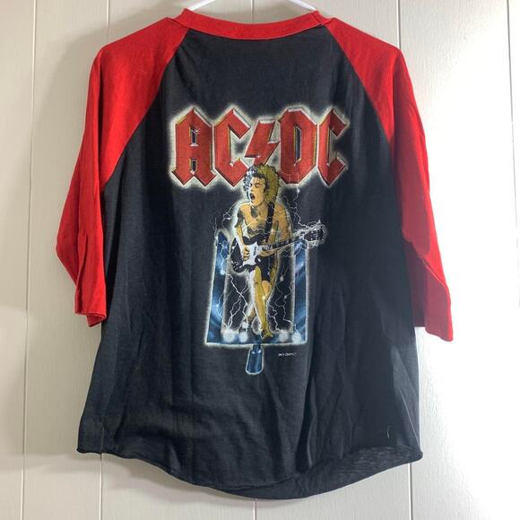 vintage 80’s AC/DC FLICK OF THE SWITCH double sided 3/4 sleeve tee shirt MEDIUM - Picture 6 of 7